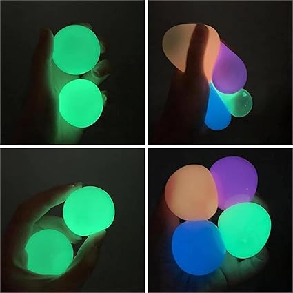 5/10Pcs Glow Ball - Luminous Sticky Wall & Ceiling Balls - Festive Party Prop, Glowing Stress Relief Toys for Gatherings & Anxiety Relief