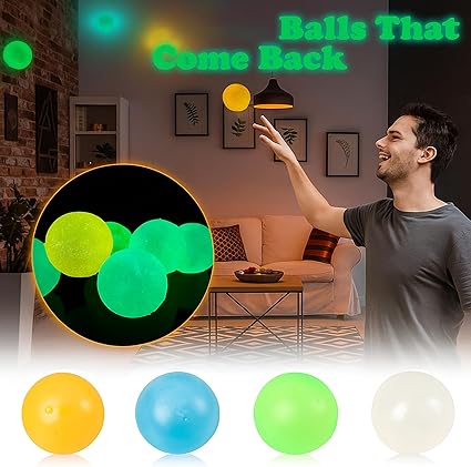 5/10Pcs Glow Ball - Luminous Sticky Wall & Ceiling Balls - Festive Party Prop, Glowing Stress Relief Toys for Gatherings & Anxiety Relief