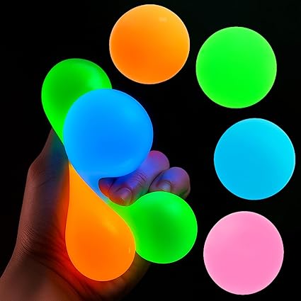 5/10Pcs Glow Ball - Luminous Sticky Wall & Ceiling Balls - Festive Party Prop, Glowing Stress Relief Toys for Gatherings & Anxiety Relief